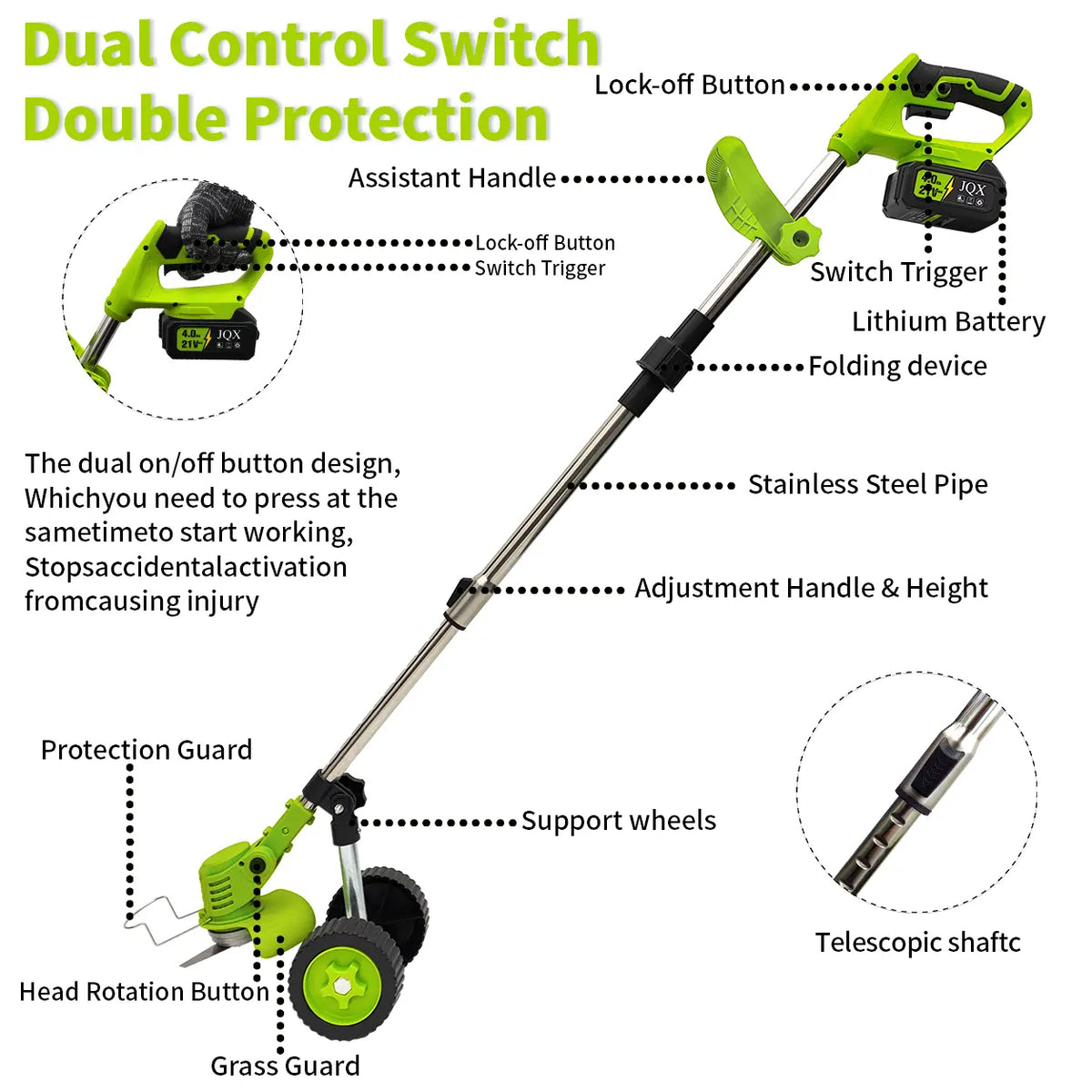 YONKON 21V 3-in-1 Cordless Weed Trimmer