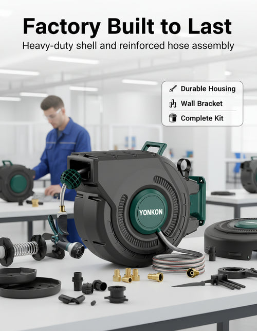 YONKON Retractable Heavy Duty Garden Hose Reel - 100 ft x 1/2 in