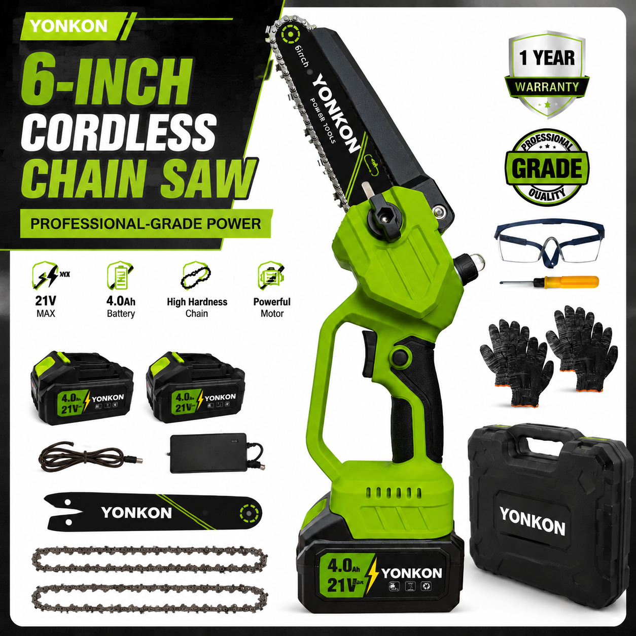 YONKON 6-inch cordless chain saw