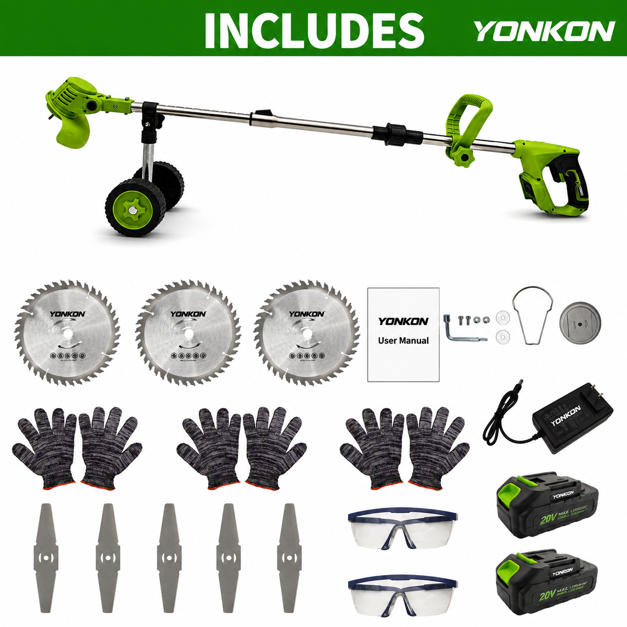 YONKON cordless grass trimmer kit